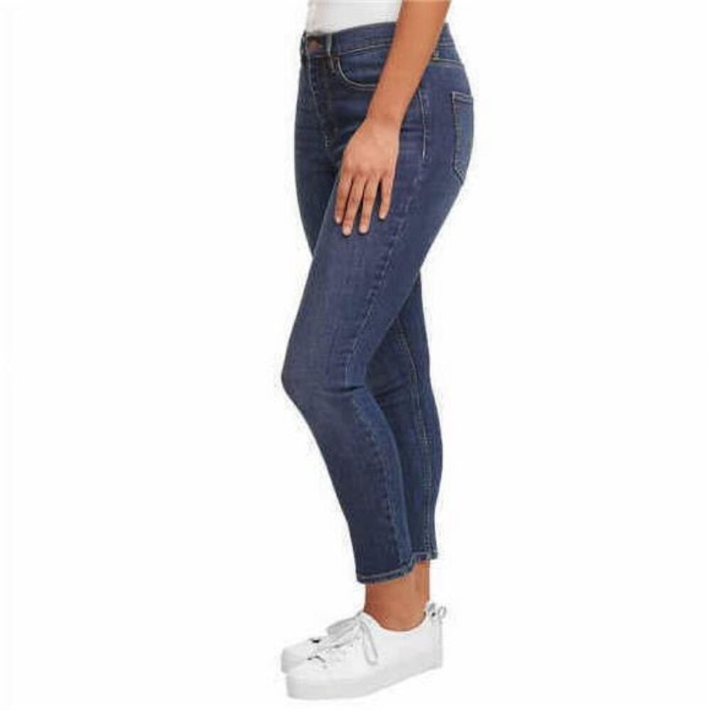 Calvin Klein Ladies’ High-Rise Ankle Stretch Skinny Jean (Ocean-Blue 2) - Picture 2 of 5
